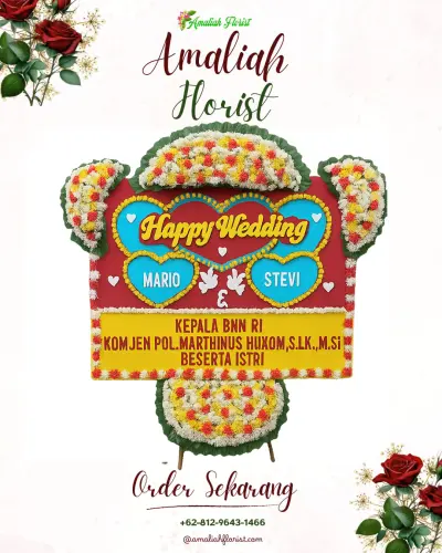 Karangan Papan Bunga Pernikahan di Tlogopucang